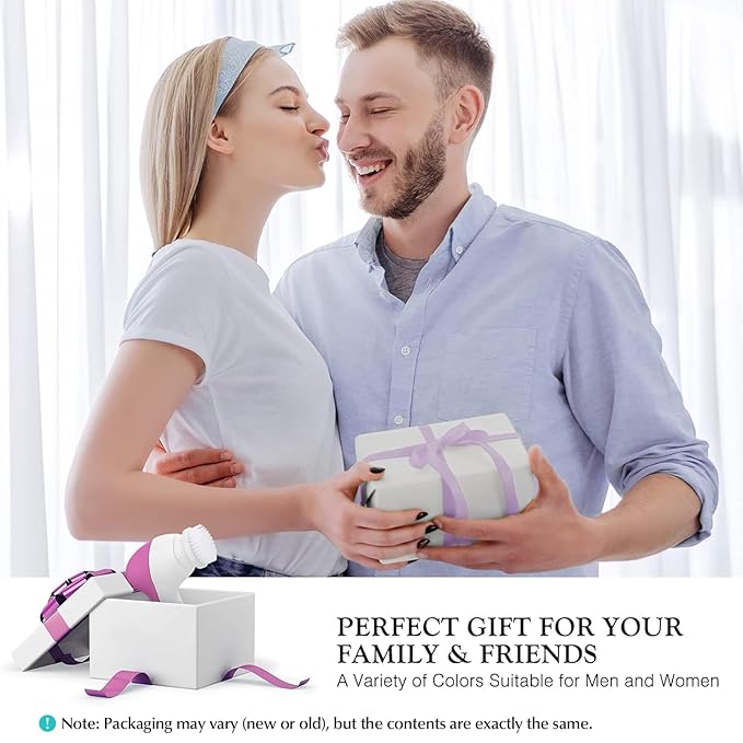 COSLUS Facial Cleansing Brush Silicone Face Scrubber: 2 in1 FBS-D Electric Exfoliating Device Waterproof Deep Cleaning Exfoliation Rotating Spa Machine - Electronic Skincare Wash Spinning System-Velvo Beauty