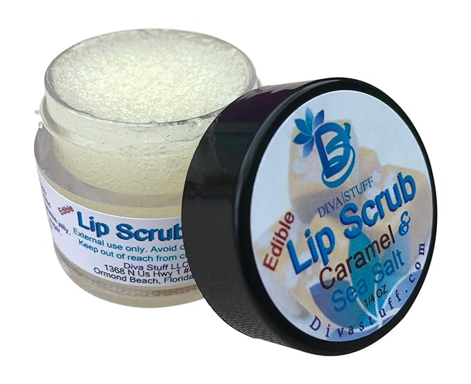Diva Stuff Ultra Hydrating Lip Scrub for Soft Lips, Gentle Exfoliation, Moisturizer & Conditioner, Caramel & Sea Salt – ¼ oz (Made in the USA)-Velvo Beauty