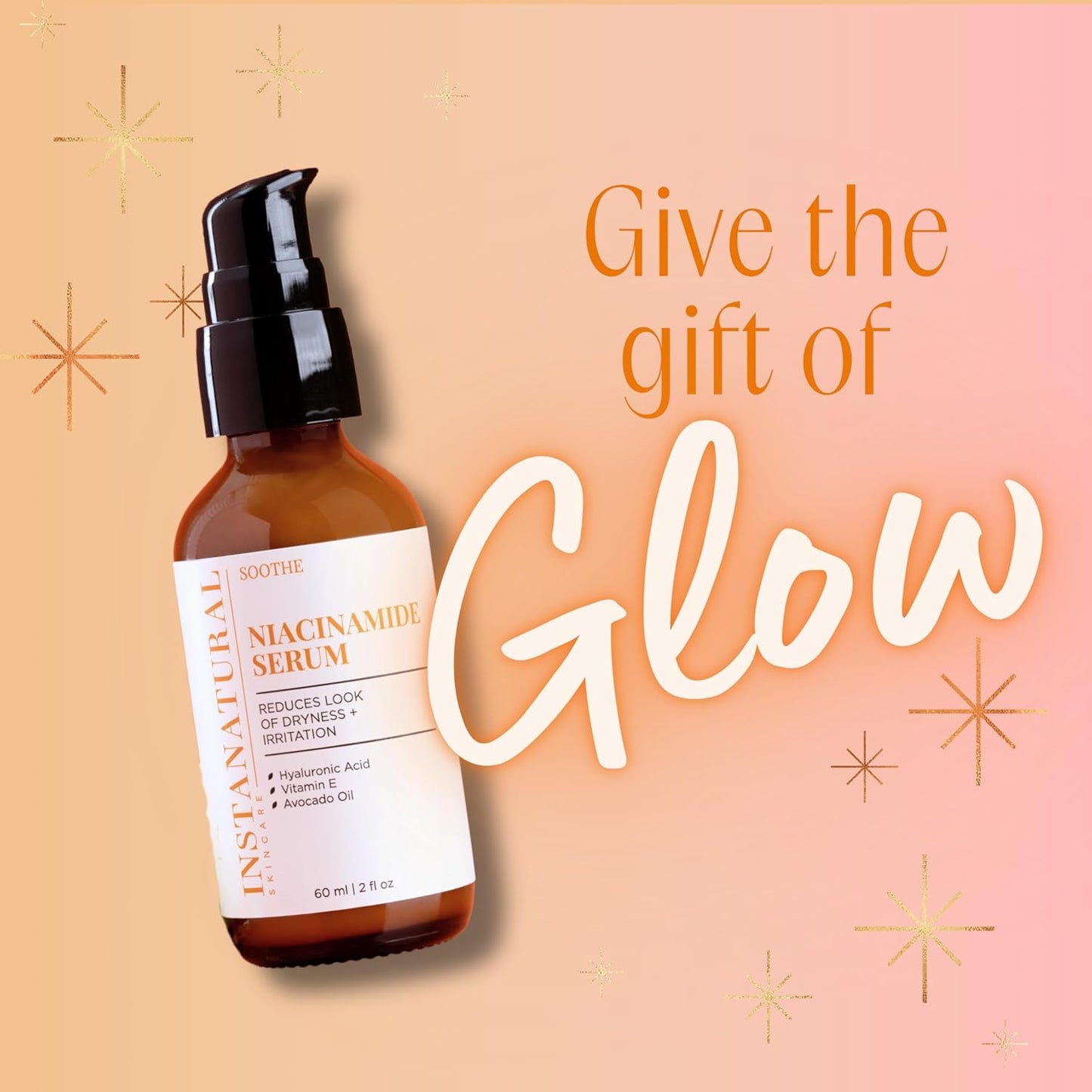 InstaNatural Niacinamide Face Serum, Hydrates, Soothes, Reduces Irritation, Redness, Lines, Wrinkles, and Other Signs of Aging, with Hyaluronic Acid and Vitamin E, 2 Fl Oz-Velvo Beauty