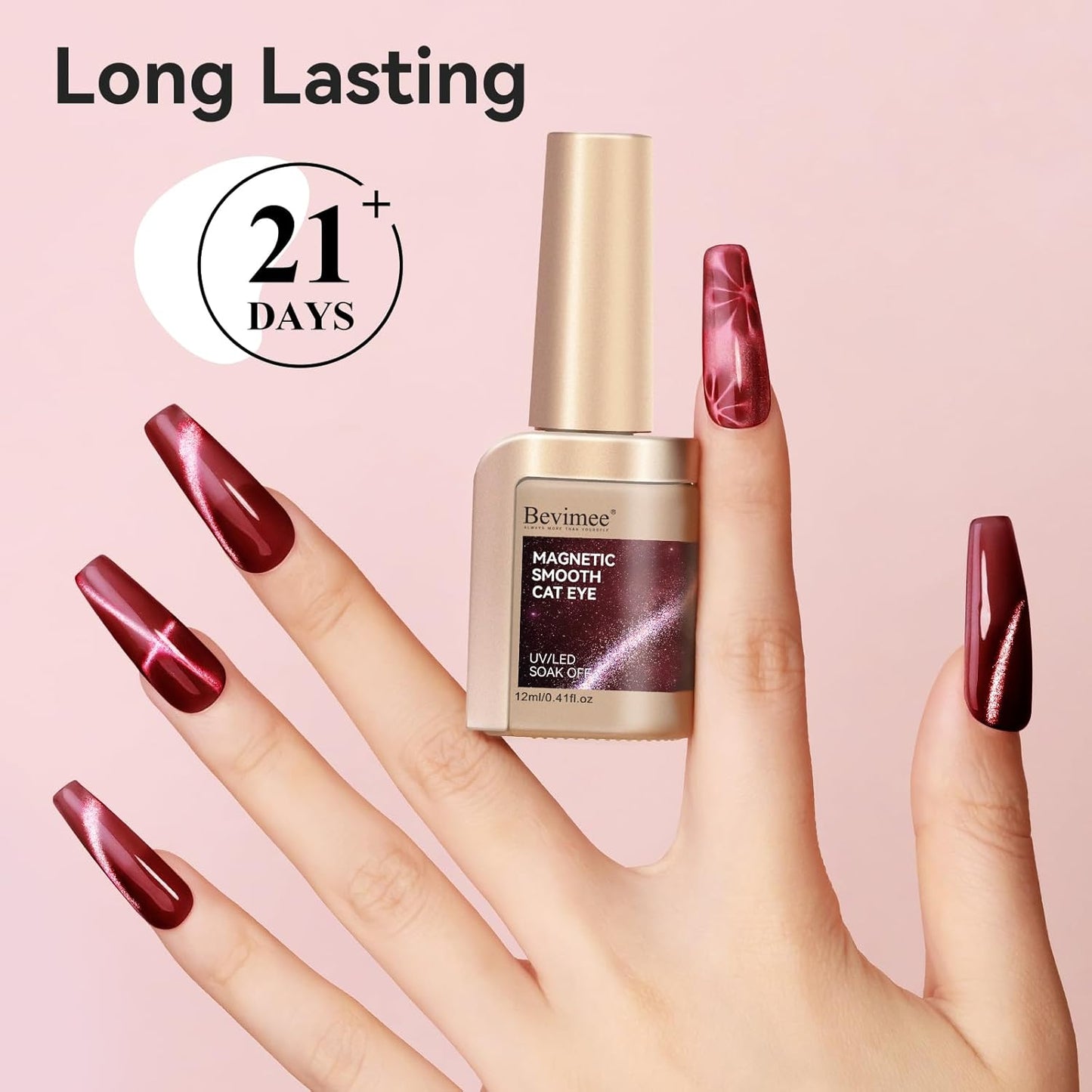 Cat Eye Gel Nail Polish, Burgundy Red Glitter Magnetic Gel Polish Moonlight, Cateye Gel Polish With Magnet Wine Red Holographic Shimmer UV Velvet Manicure Salon DIY Home, 12ML-Velvo Beauty