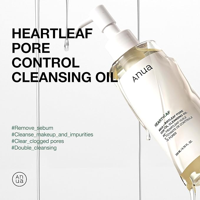 Anua Heartleaf Pore Control Cleansing Oil, Oil Cleanser for Face, Makeup Blackhead Remover, Korean Skin Care 6.76 fl oz(200ml) (original)-Velvo Beauty