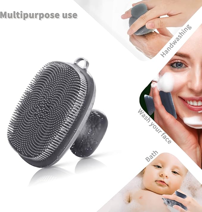 VWMYQ Face Scrubber Face Scrubber for Men Facial Cleansing Brush Silicone Face Wash Brush Manual Waterproof Cleansing Skin Care Face Brushes for and Exfoliating (Gray)-Velvo Beauty