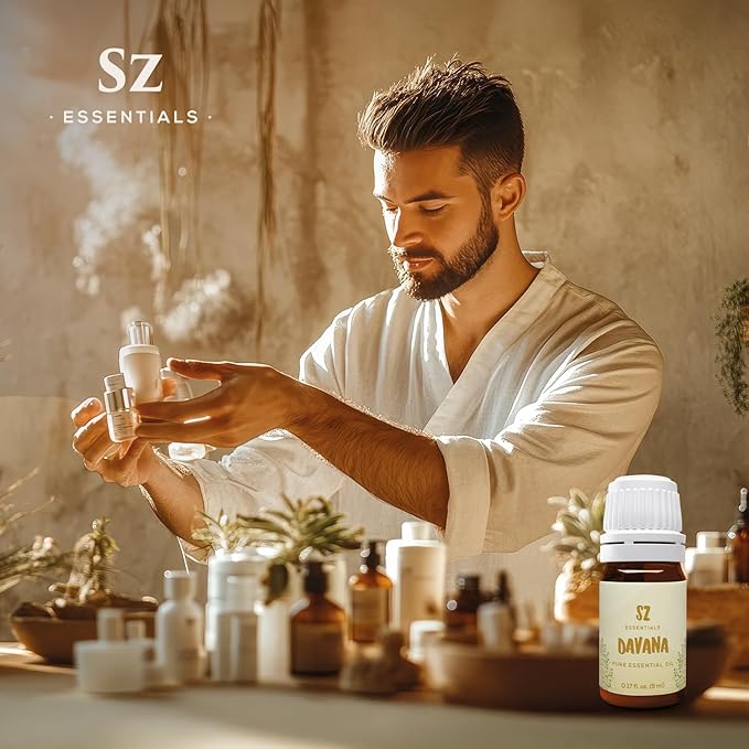 Davana Essential Oil - 100% Pure & Undiluted - Extracted from Artemisia Pallens- Sweet and Sour, Dried-Fruity, and Watermelon-Like Aroma Therapeutic Grade & Vegan - 0.17 oz (5 ml)-Velvo Beauty