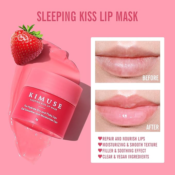 KIMUSE Lip Sleeping Mask Set - Overnight Treatment Lip Care Products | Moisturize & Nourish, Cracked Dry Lips, Intense Hydration with Shea Butter (SET)-Velvo Beauty