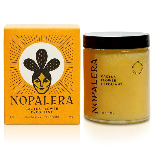 Nopalera Mandarina Cactus Flower Exfoliant - Face & Body Scrub, 3-in-1 Cleanser, & Moisturizer, Vegan, Cruelty-Free, Natural Citrus Scent, Dye Free, 6 oz.-Velvo Beauty