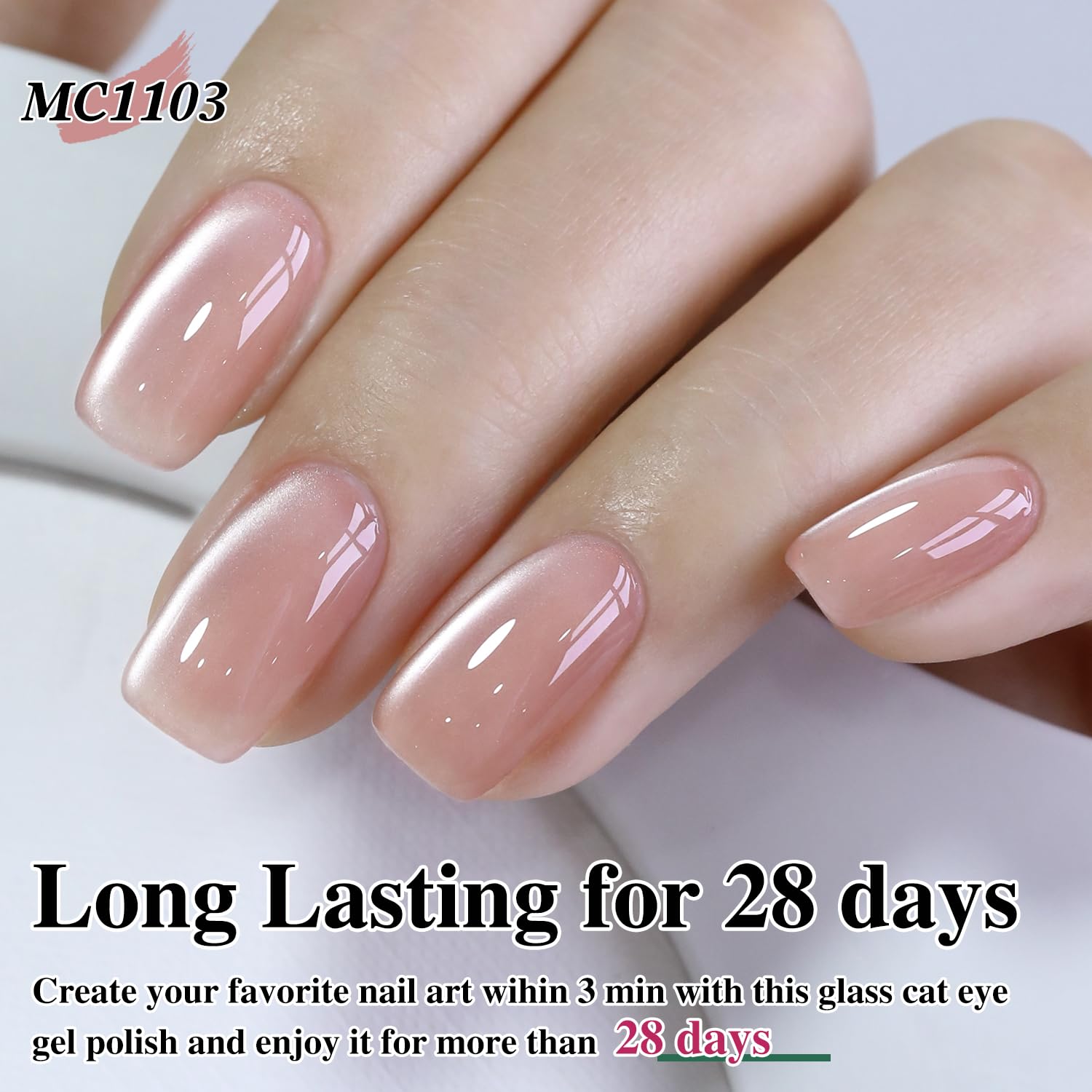 Double Rhythm Jelly Glass Cat Eye Gel Polish with Magnet 15ML Holographic Glitter Shimmer Translucent Sheer Color Magnetic Nail Polish Salon DIY at Home (Jelly Nude-MC1103)-Velvo Beauty