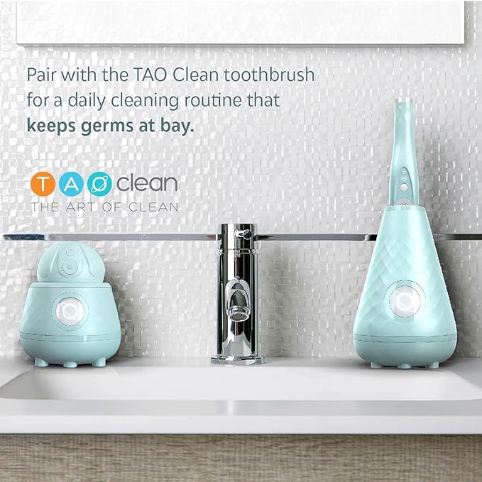 Tao Clean Ona Diamond Orbital Facial Brush and Cleansing Station – Robin's Egg Blue – Electric Face Cleansing Brush with Ergonomic Handle, Dual Speed Settings, 2 Piece Set, (BA-0201-RBE-US)-Velvo Beauty