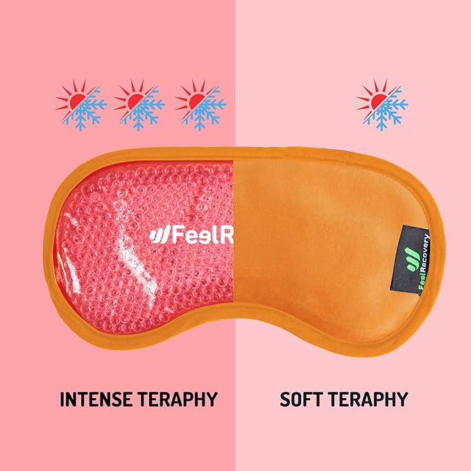 Cooling Gel Eye Mask for Puffy Eyes (8x4 in) - Reusable Cold Compress Pack for Dry Eyes, Tired Eyes, Headaches, Dark Circles - Flexible Golden Gel Beads Hot & Cold Therapy-Velvo Beauty