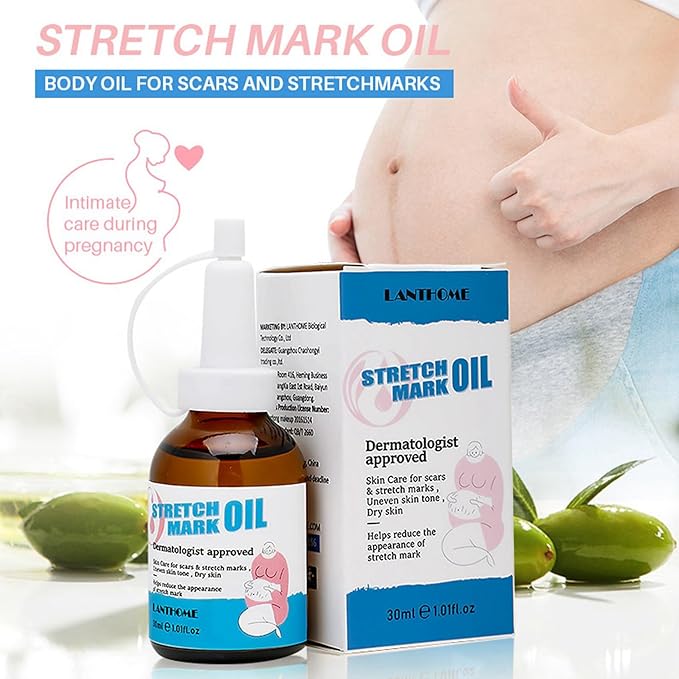Stretch Mark Pregnancy Massage Oil, Stretch Mark Oil, Skincare Oil for Improve Stretchmarks, Pregnancy Skin Care Fade Stretch Marks, Body Moisturizer for Dry Skin, First Time Mom Gift 30 ml-Velvo Beauty
