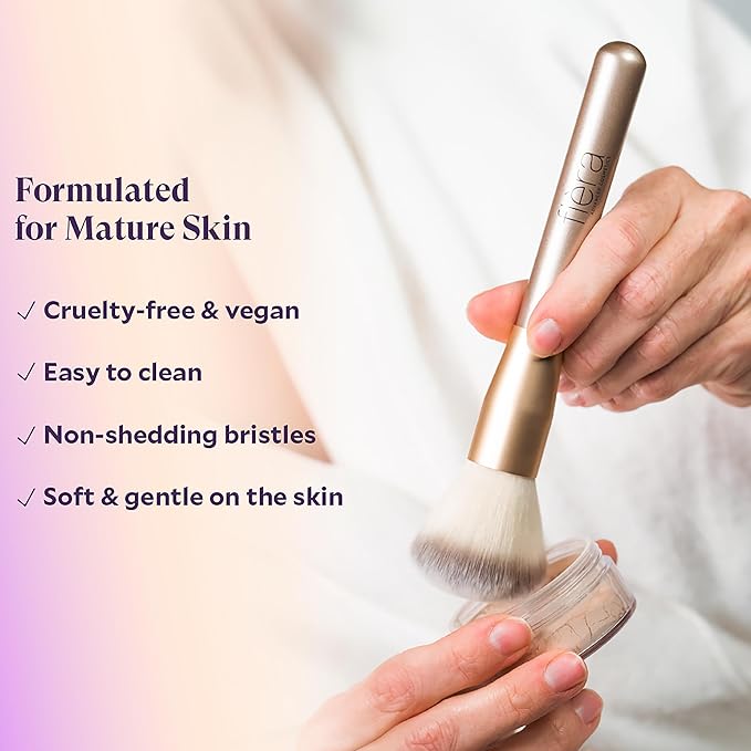 Fièra Finishing Powder Brush - Custom Facial Brush for Loose Powder - Quick & Easy Application - Lightweight & Easy to Clean - Pairs Perfectly with Fièra HD Matte Finishing Powder-Velvo Beauty