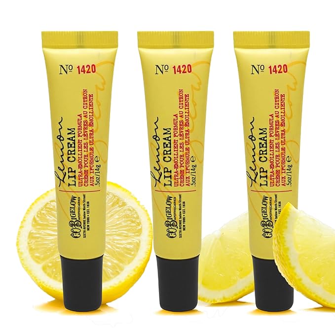 C.O. Bigelow Lemon Lip Cream Trio, Ultra-Emollient Formula with Shea Butter, 0.5 oz / 14g each, pack of 3-Velvo Beauty