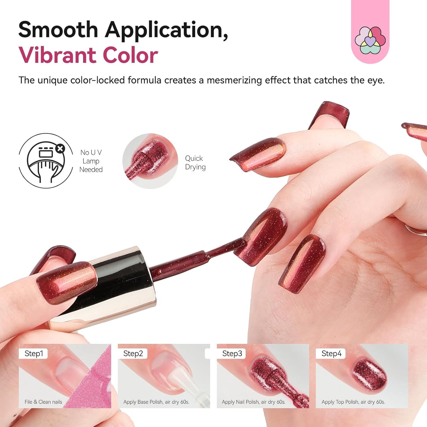 SAVILAND Color Artistry Chameleon Nail Polish - 7 Days Shimmer Dark Purple to Gold Color Shift Fast Dry Fingernail Polish, Metallic Sparkly Shiny Nail Lacquer Nail Art Salon Home-Velvo Beauty