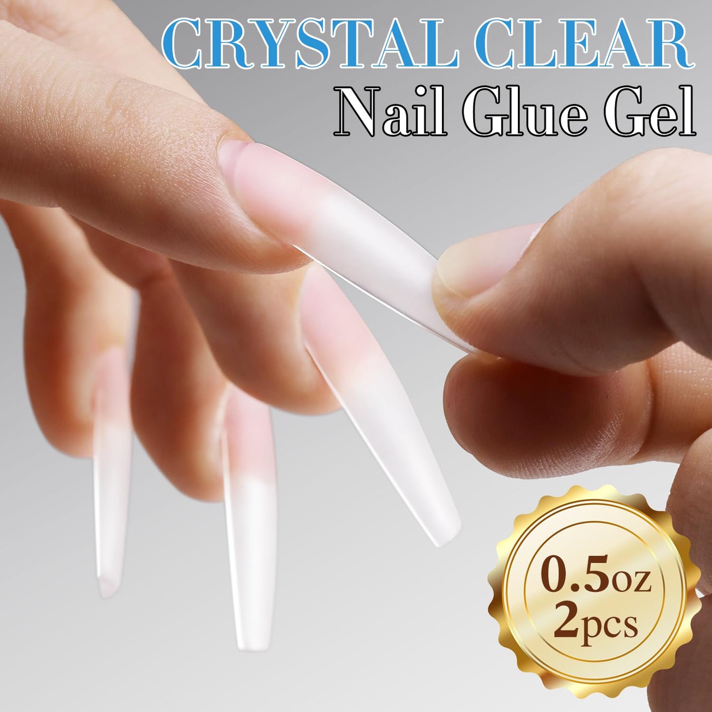 Double Rhythm 2PCS 0.5Oz Nail Glue Gel for False Acrylic Nail Tips and Press on Nails Gel Glue Nail Lamp Needed-Velvo Beauty