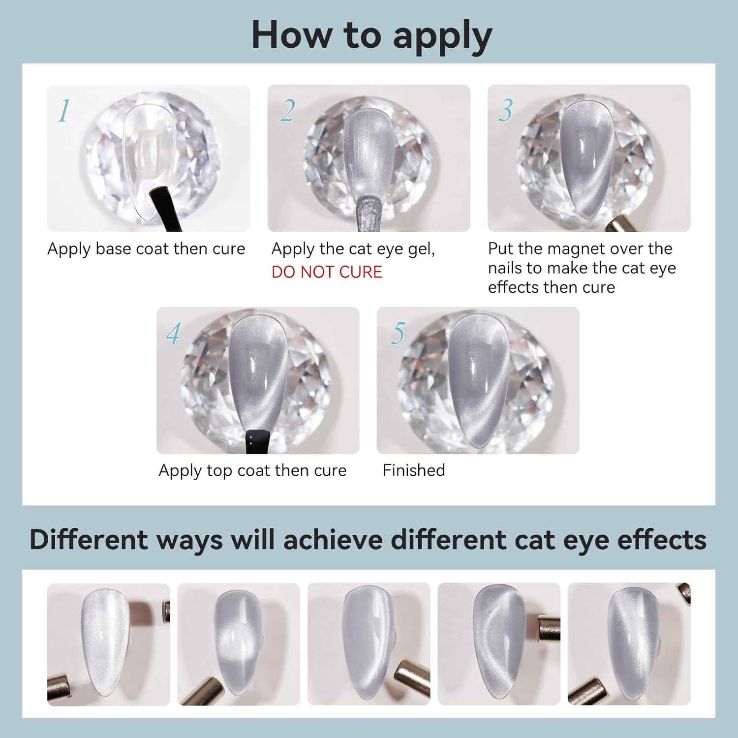 Cat Eye Gel Nail Polish Moonlight Magnetic Nail Polish Silver Glitter Mirror Glass Smoothie Cateye UV Gel Polish Holographic for Nail Art Manicure DIY at Home 1PC 12ML-Velvo Beauty