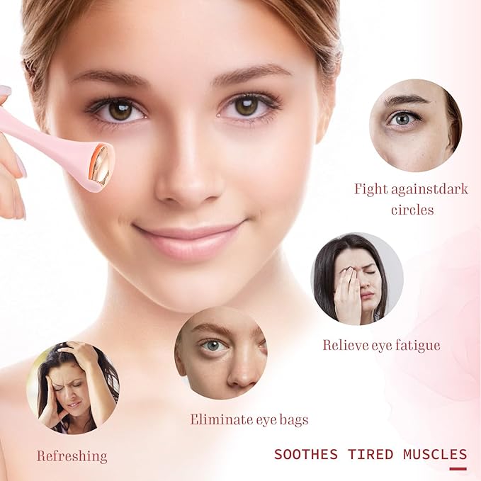 TORMEN Mini Eye & Face Rollers, Stainless Steel Eye Massage Ice Roller, Facial Beauty Tool for reduces puffy eyelids, Dark Circles Relief, Skin Care,muscle soreness,Facial cold compress (2pcs, Pink)-Velvo Beauty
