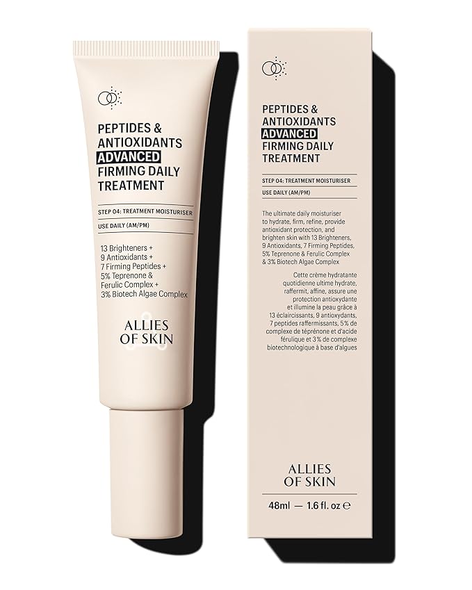 Allies of Skin Peptides & Antioxidants Advanced Firming Daily Treatment with 13 Brighteners, 9 Antioxidants, 7 Firming Peptides, 5% Teprenone & Ferulic Complex and 3% Biotech Algae Complex 48ml/1.6oz-Velvo Beauty