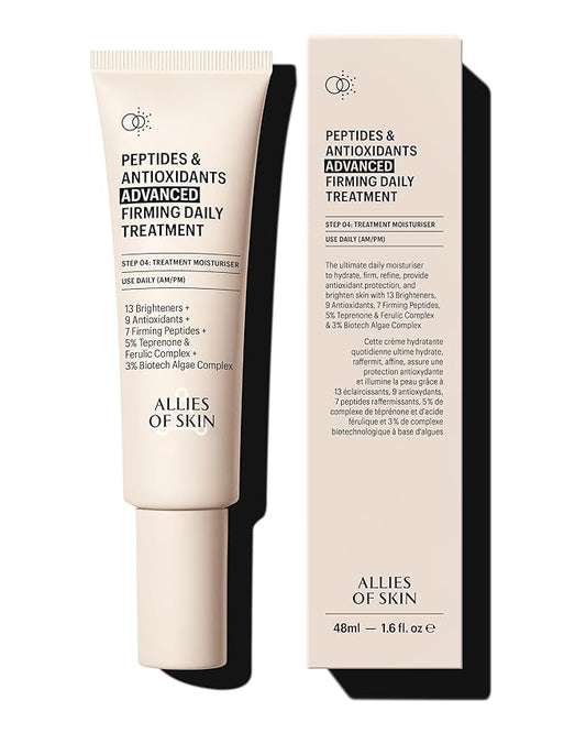 Allies of Skin Peptides & Antioxidants Advanced Firming Daily Treatment with 13 Brighteners, 9 Antioxidants, 7 Firming Peptides, 5% Teprenone & Ferulic Complex and 3% Biotech Algae Complex 48ml/1.6oz-Velvo Beauty