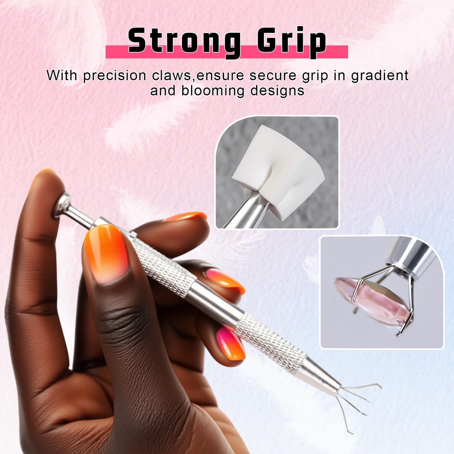 Soft Sponges for Painting Nail Gel with Grabber, Professional Grabbing Tools for Ombre Gradient Painting Gel Nails Sponges Patting Brush (100PCS Sponges & Grabber)-Velvo Beauty