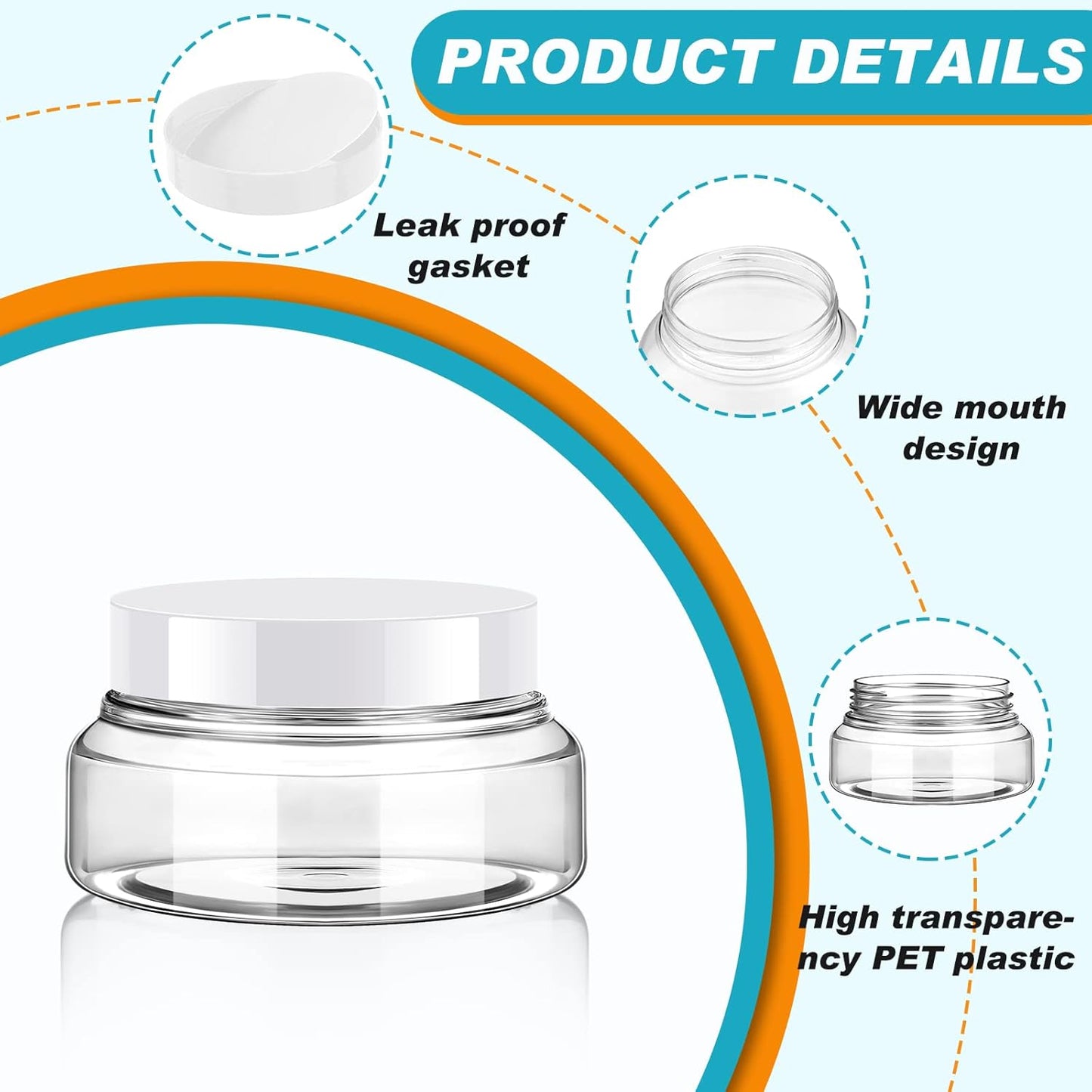 Tessco 24 Pack Plastic Jars with Lids Labels Empty Clear Plastic Jars Round Refillable Cosmetic Containers Body Butter Containers Bulk Sugar Scrub Bottle for Make Up(5 oz,White)-Velvo Beauty
