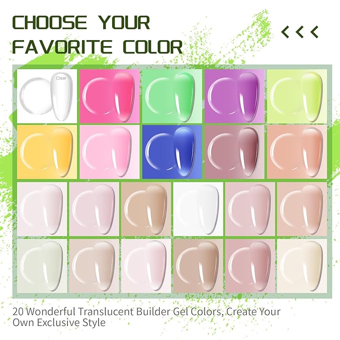 JODSONE Builder Color Gel Top Coat Base Coat Extension Gel 24 PCS Kit Long Lasting High Gloss Gift For Women-Velvo Beauty