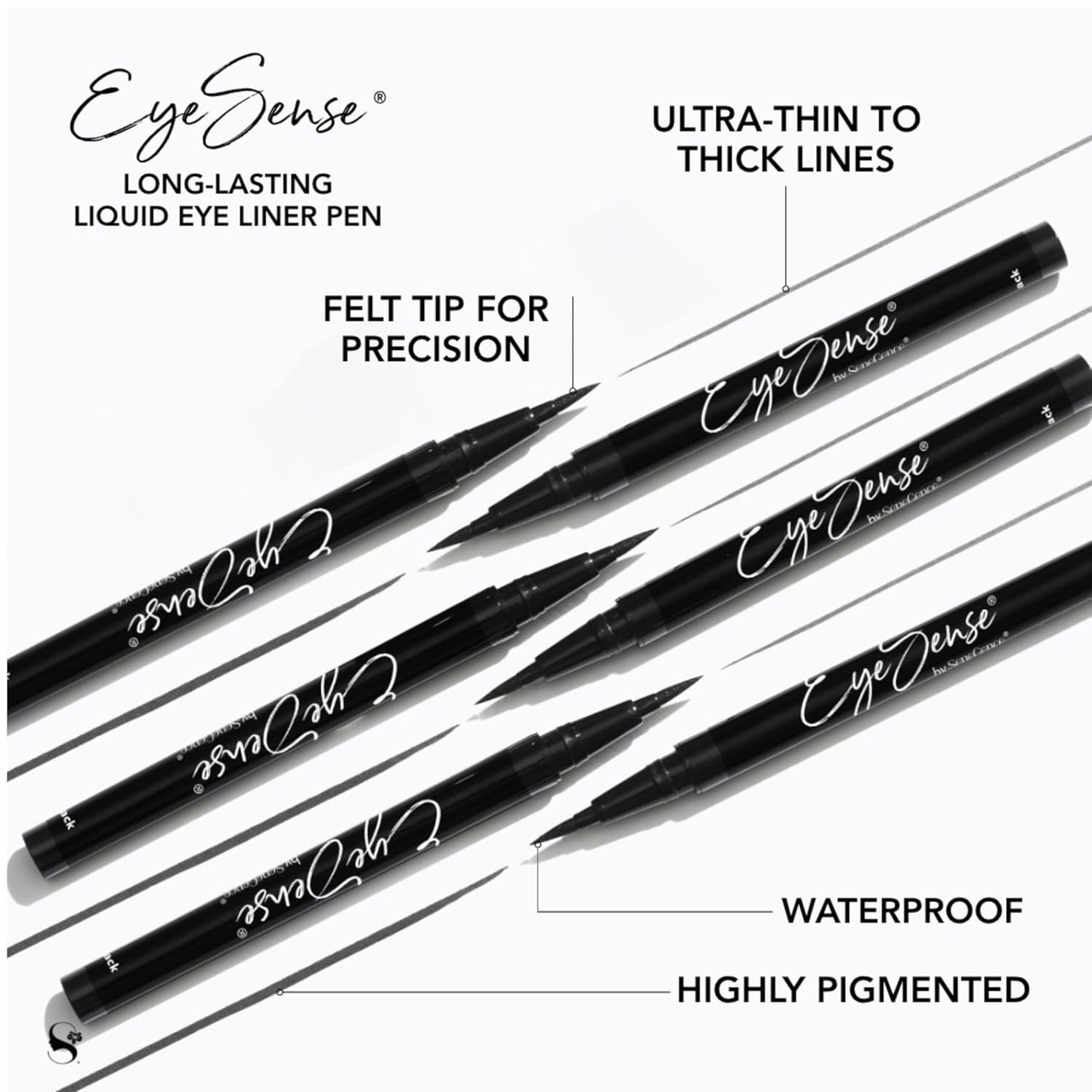 EyeSense Long-Lasting Liquid Eyeliner Pen - Black-Velvo Beauty