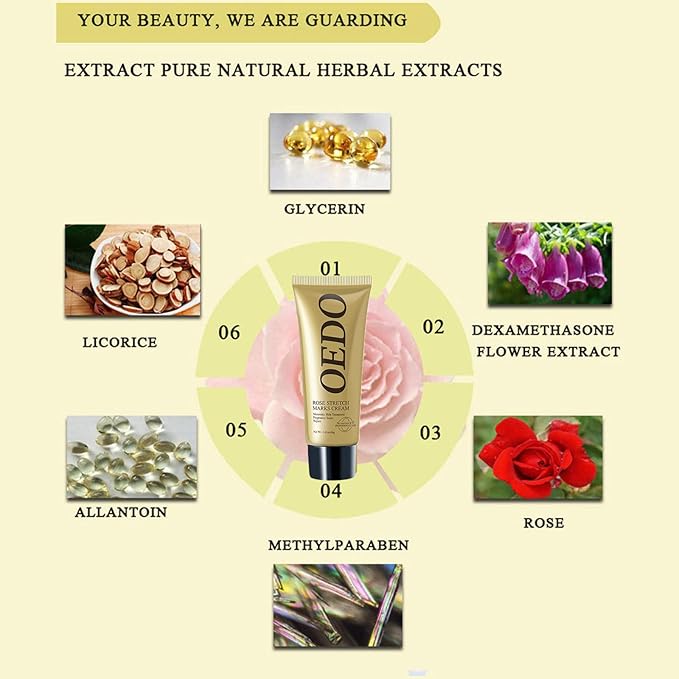 Rose Remove Stretch Marks Cream for Pregnancy Scar Removal Cream Natural Plant Essence Formula Prevention Remove Stretch Mark Old Scars Body Moisturizer 40g-Velvo Beauty