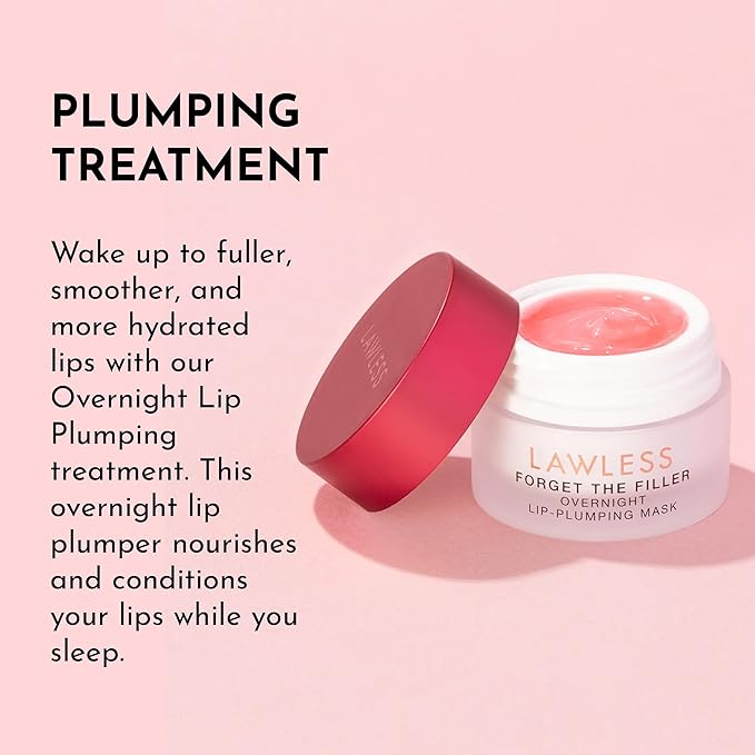 LAWLESS Forget the Filler Lip Mask - Candy Apple - Premium Overnight Lip Plumping Treatment with Natural Ingredients Designed to Plump, Hydrate, and Smooth Lips - 0.28 oz-Velvo Beauty