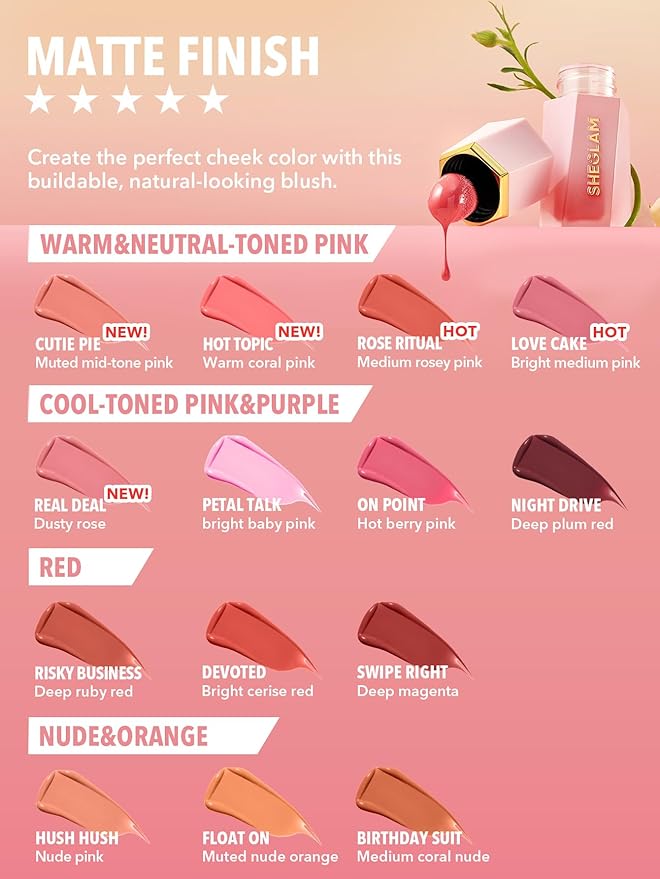 SHEGLAM Color Bloom Liquid Blush Makeup for Cheeks Matte Finish -Real Deal-Velvo Beauty
