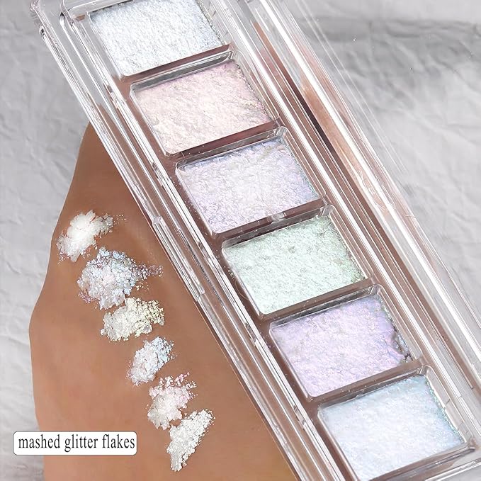 Iridescent Nail Glitter Set, 6 Colors Mud Texture Aurora Chrome Powder, Pink Blue Pearlescent Glitter, Chameleon Nail Flakes Gold Leaf, Holographic Manicure Decor-Velvo Beauty