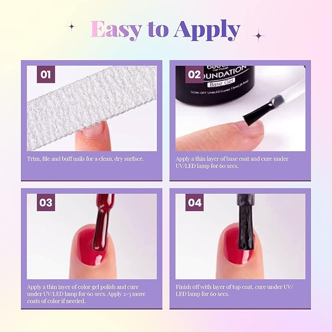 Beetles Purple Gel Nail Polish Set - 20 Colors Hot Pink Purple Shimmer Green Unicorn Bright Glitter Manicure Macaron Collection Pastel Gel Polish Kit with Base Matte Glossy Top Coat-Velvo Beauty