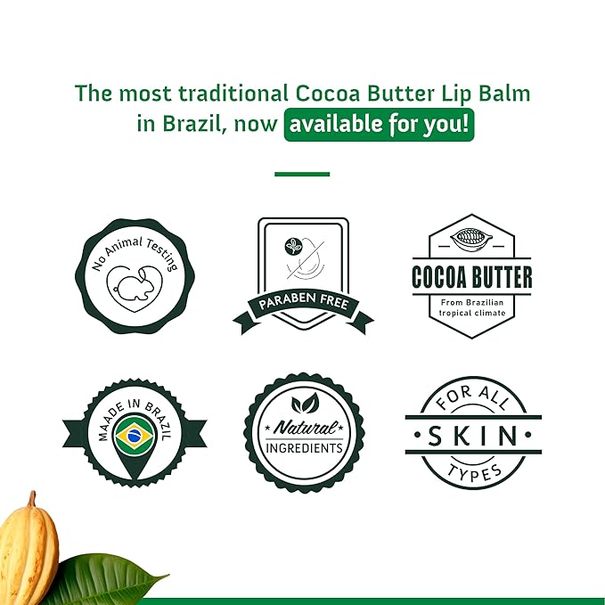 Moisturizing Lip Balm Cocoa Butter Box of 6, Moisturizing Hydrated Lips, Light Yellow, 0.13 Fl Oz, 1-Velvo Beauty