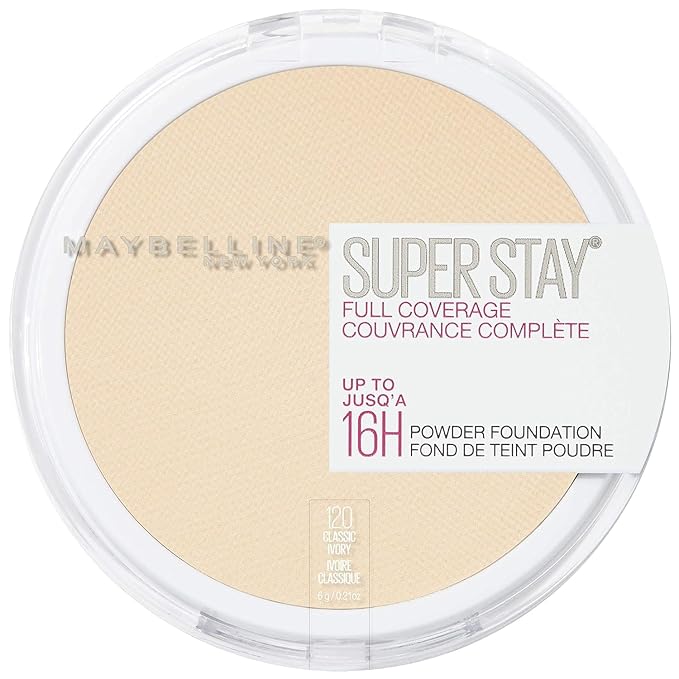 Maybelline New York Super Stay Full Coverage Powder Foundation Makeup, Up to 16 Hour Wear, Soft, Creamy Matte Foundation, Classic Ivory, 1 Count-Velvo Beauty