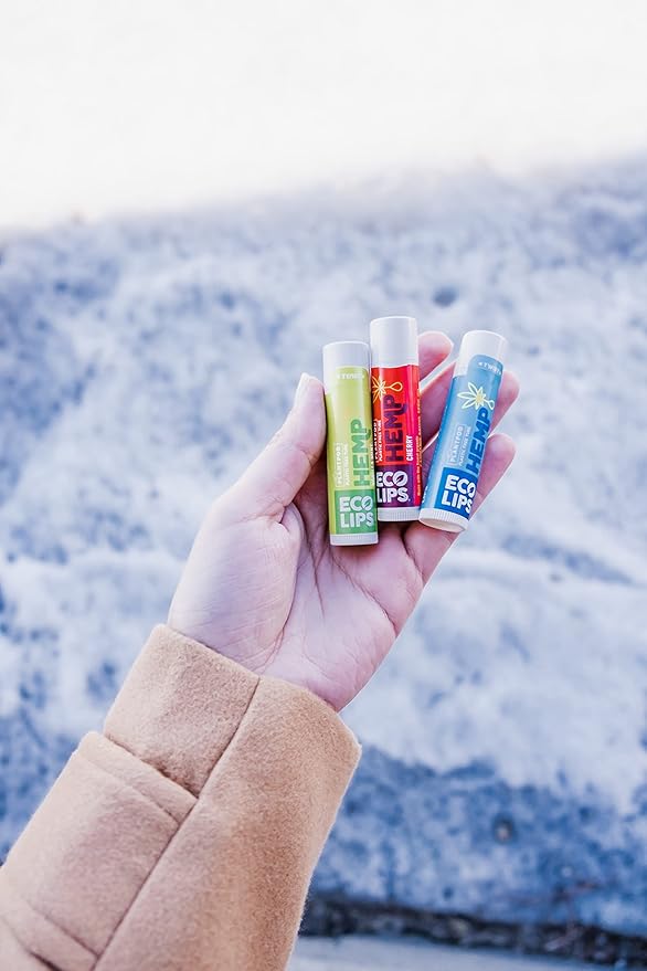 Eco Lips Organic Hemp Lip Balm with Beeswax, Coconut Oil, Vitamin E. Best Lip Balm to Soothe & Moisturize Dry, Chapped Lips (Variety, 6-Pack)-Velvo Beauty