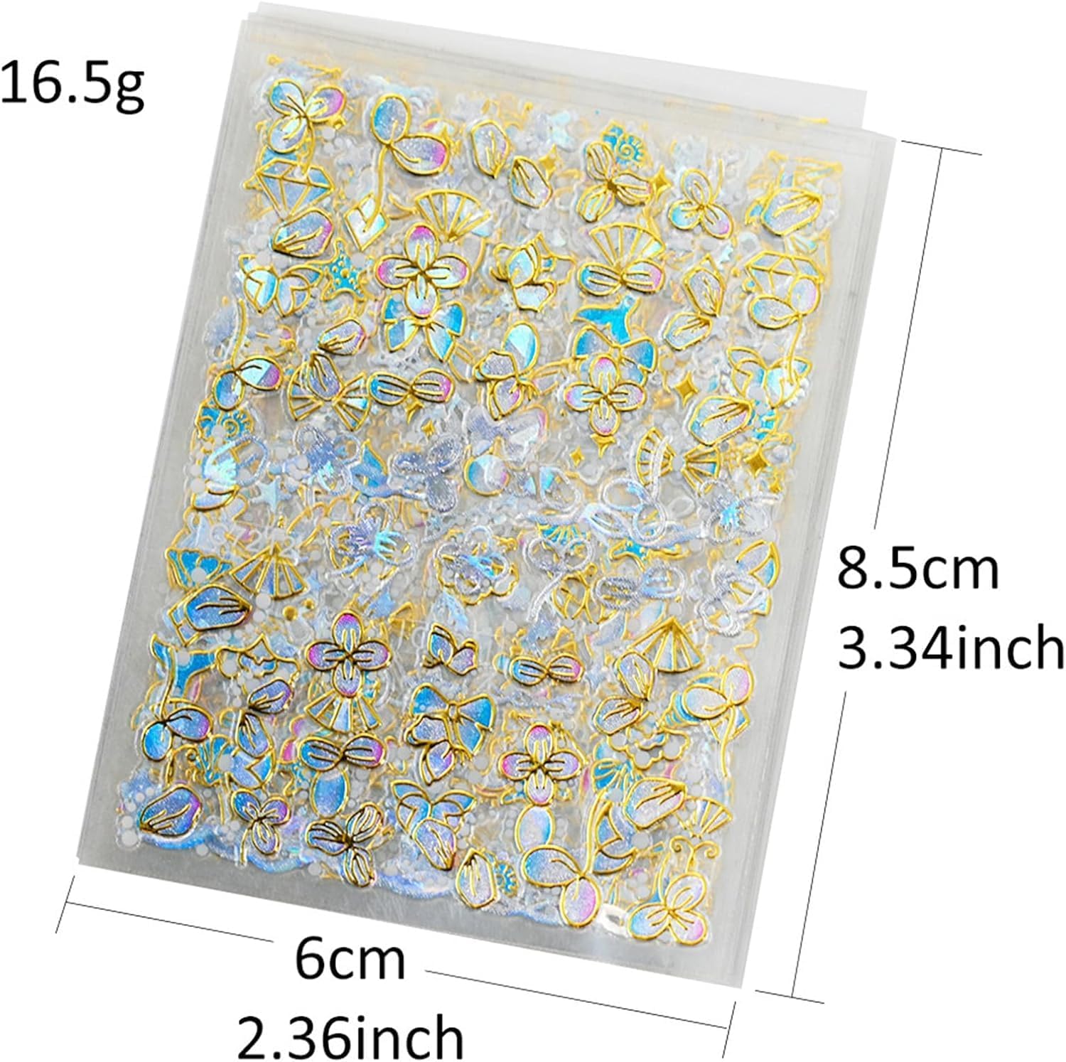 20 Sheets Butterfly Nail Stickers Y2k Gold 3D Self Adhesive Shiny Butterflies Nail Art Charms Decals Heart Nails Supplies Decoration Accessories (ST-GB)-Velvo Beauty