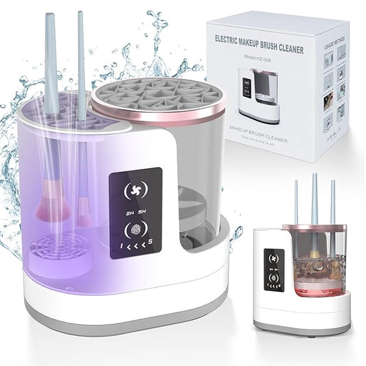 3 IN 1 Electric Makeup Brush Cleaner Machine With Makeup Brush Dryer-Holder-Portable Automatic USB Cosmetic Brushes Cleaner Tool for All Size Beauty Makeup Brush Set,Contour, Eyeshadow, Blush Brush-Velvo Beauty