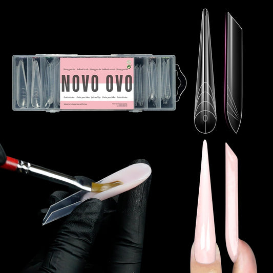 XXL XXXL Russian Almond/Coffin Nail Dual Forms for PolyGel Extension, NOT NAIL TIPS, Suitable for Harder/Builder/Poly Gel, Reusable Soft Gel Full Cover Molds 70 Pcs x 14 sizes-Velvo Beauty