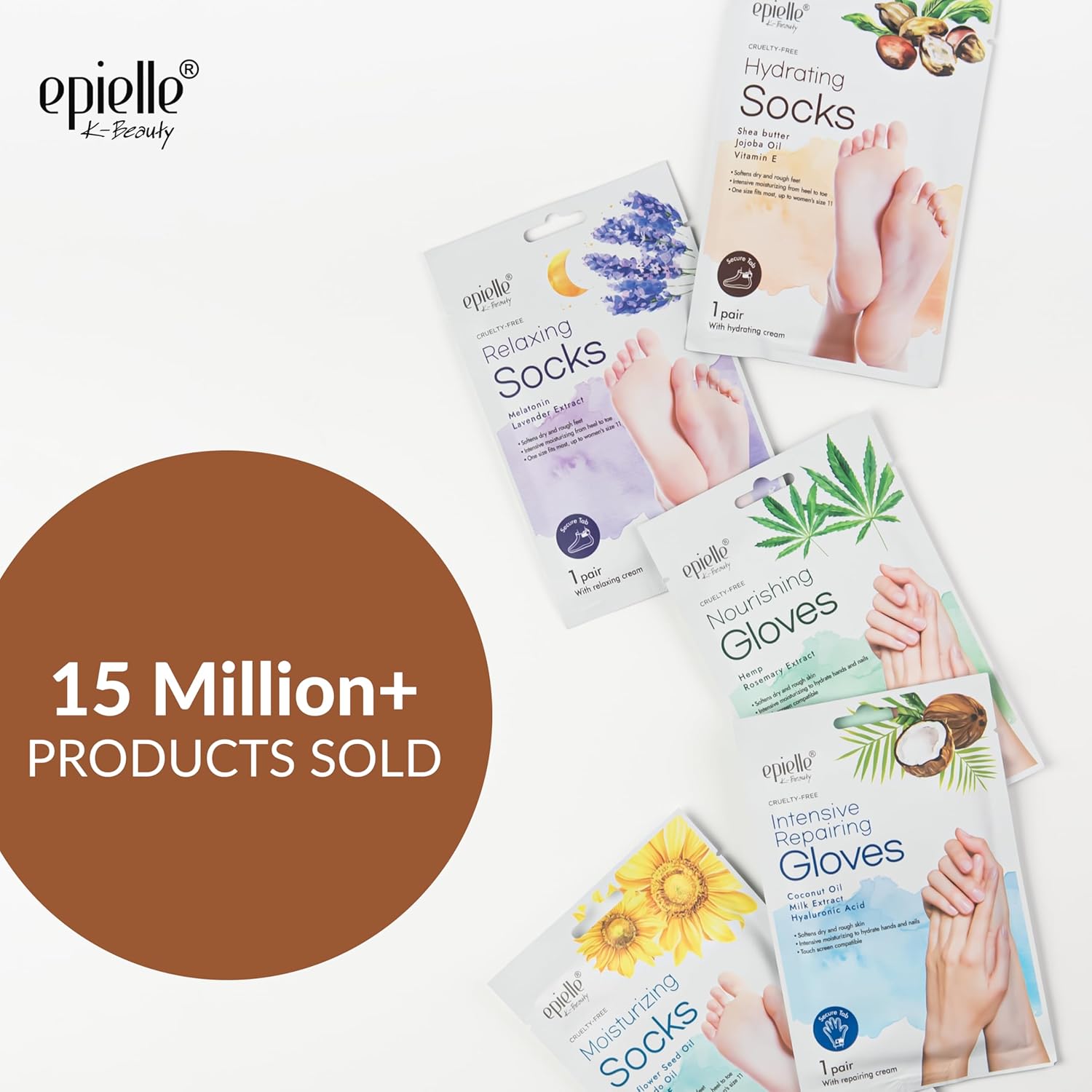 Epielle Hydrating Foot Masks 6 Pairs, Deep Moisturizing Socks for Dry Feet & Cracked Heels, Relieve and Soften with Shea Butter & Jojoba Oil, Korean Skin Care, Spa Set, Self Care Gifts for Women-Velvo Beauty