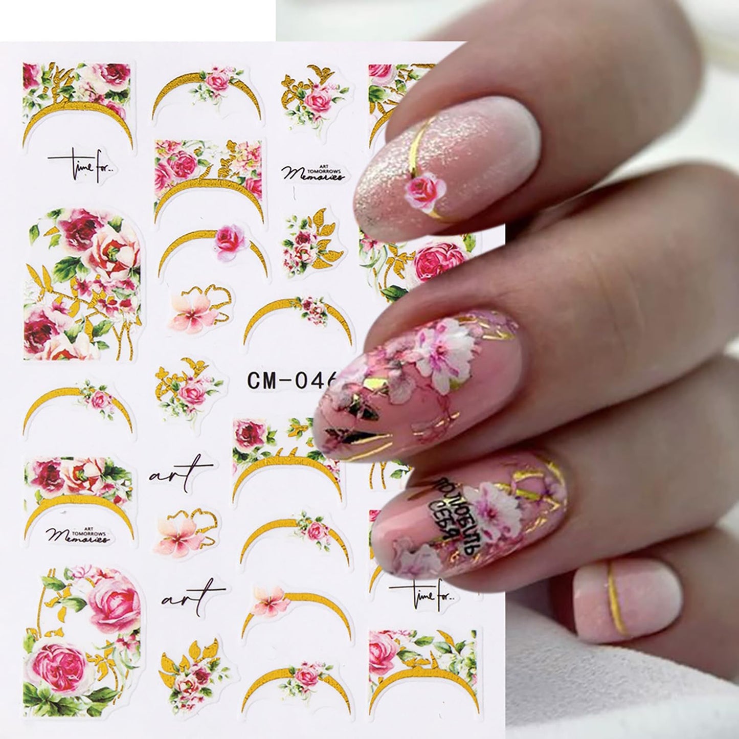 8 Sheets Flower Nail Art Sticker 3D Self-Adhesive Nails Stickers Floral Butterfly Nail Art Decals Holographic Blossom Decal for Women Hot Stamping French Manicure Stickers DIY Nail Supplies-Velvo Beauty