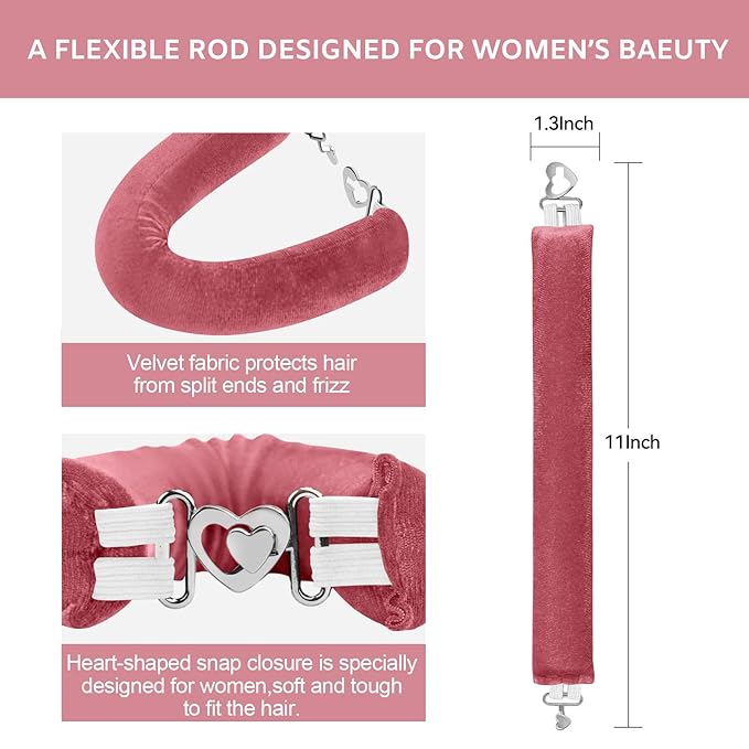 Heatless Curls Overnight Set - Jumbo Overnight Hair Curlers to Sleep In, Soft Velvet Hair Rollers for Women, No Damage Curls Styling Tools 3pcs-Velvo Beauty