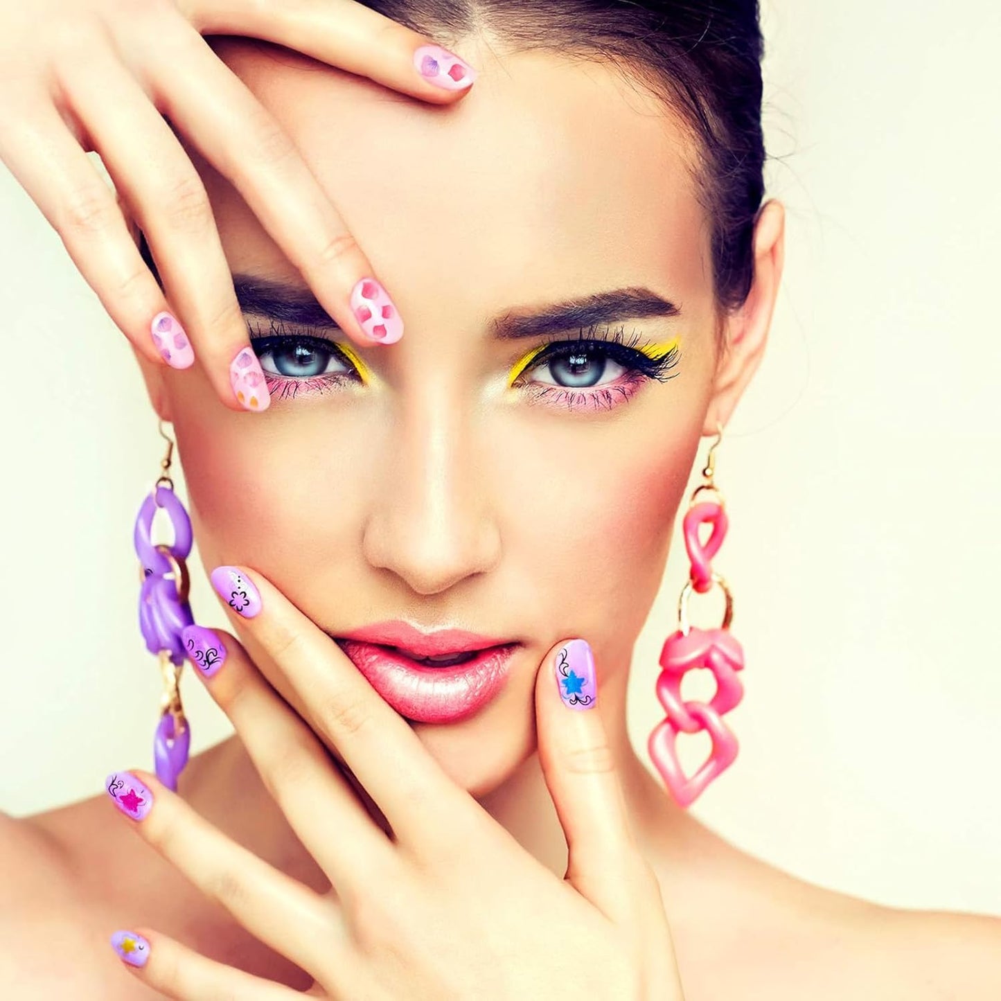 Blulu 5000 Pcs Flower Nail Stickers 100 Sheets 3D Self Adhesive Nail Stickers Multi Design Decals Multicolor Flower Manicure Decals with Tweezer(Retro Floral Series)-Velvo Beauty