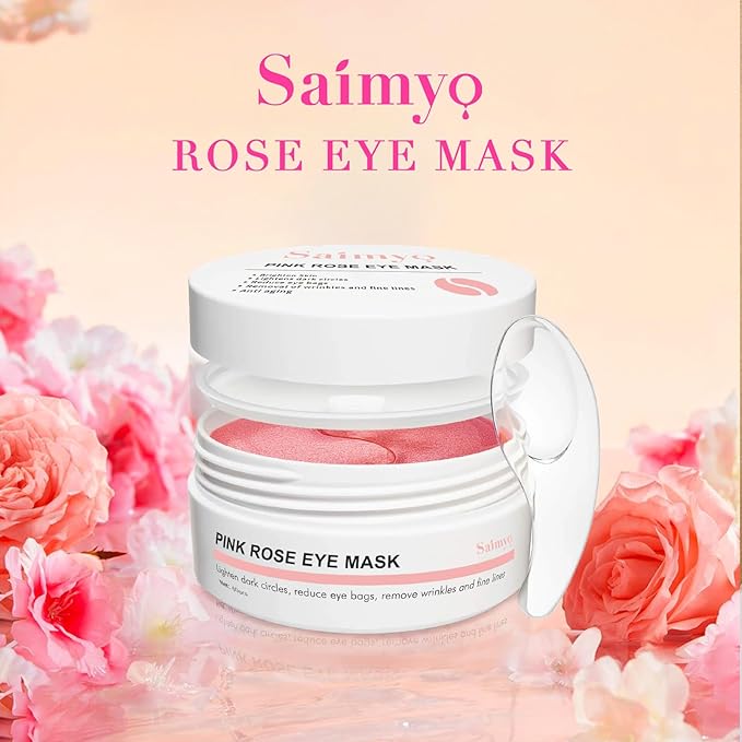 Pink Rose Eye Mask– 60 Pcs - Gold Under Eye Mask Retinol & Collagen - Puffy Eyes and Dark Circles Treatments – Look Younger and Reduce Wrinkles and Fine Lines Undereye, Improve and Firm eye-Velvo Beauty