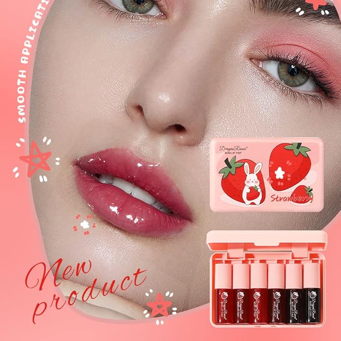 6 Colors Lip Tint Stain Set, Korean Velvet Watery Lip Stain Moisturizing Mini Liquid Lipstick, Multi-use Lip and Cheek Tint, Long lasting Non-Stick Cup Waterproof, Lip Color Makeup-Velvo Beauty