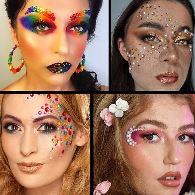 Flat Back Rhinestone+Half Round Pearl Kits Colorful Rhinestones+White AB Pearls With Picker Pencil And Tweezer For Home DIY And Professional Use-Velvo Beauty