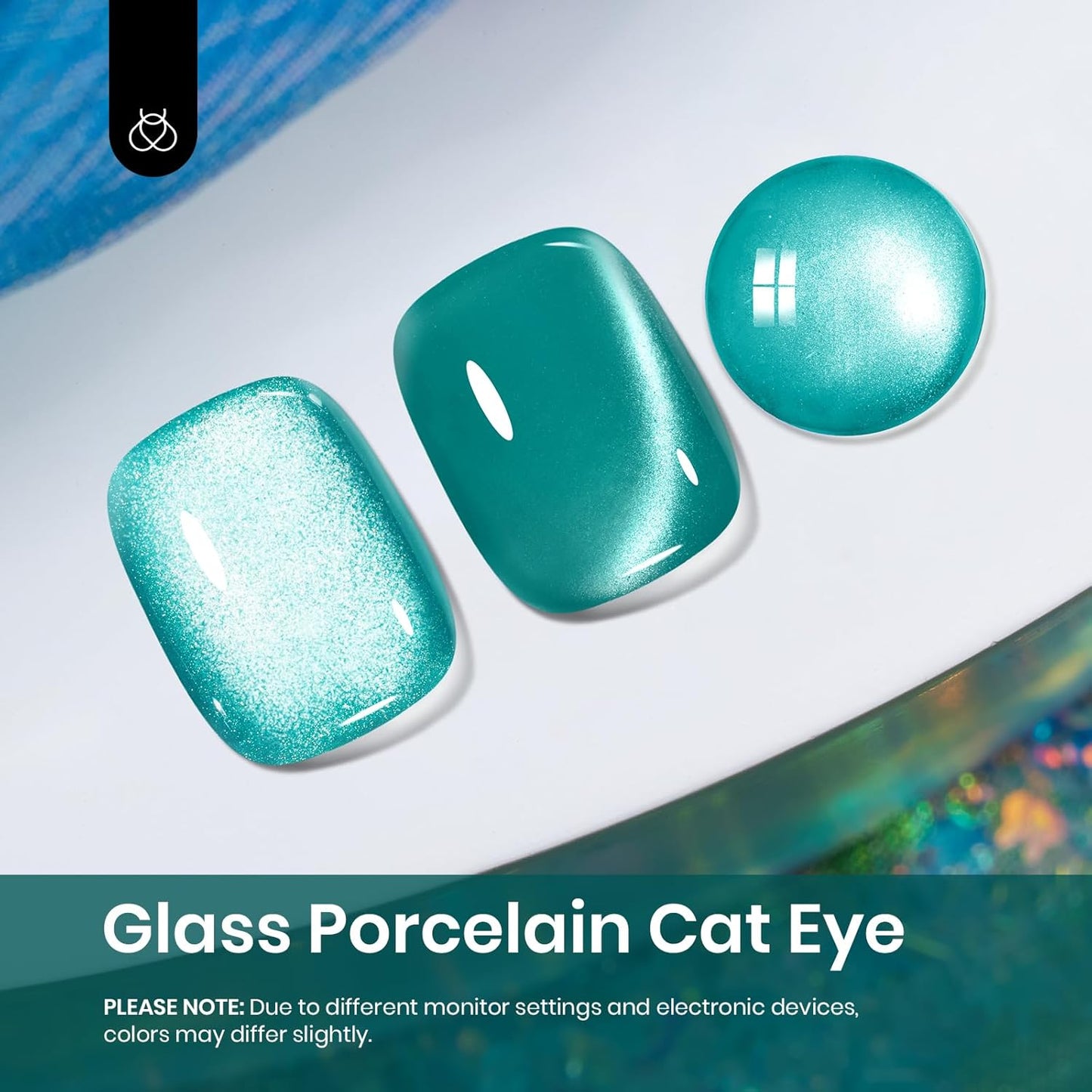 Beetles Green Cat Eye Gel Nail Polish - 15M Green Glass Cat Eye Gel Polish with Magnet Shimmer Translucent Sheer Color Soak Off UV Teal Radiance Series French Nail Art Gift for Women-Velvo Beauty