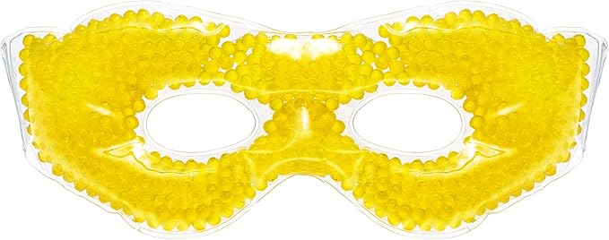 Gel Eye Mask, Yellow - Cold Compress Ice Pack with Gel Beads - Microwave Safe for Heat Therapy - Great for Puffy Eyes, Dark Circles, Dry Eyes, Soothing Headaches-Velvo Beauty