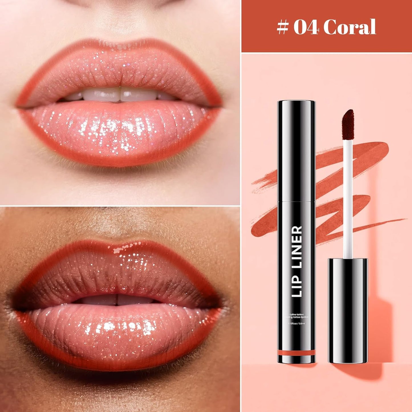 Lip Stain - Long Wear Tattoo Lip Liner, Waterproof & Transfer-proof Peel Off Lip Stain with Matte Finish, Lip Tint For All Skin Types, Great Gifts for Women (Coral)-Velvo Beauty