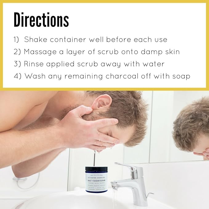 Natural Activated Charcoal Body & Face Scrub. Exfoliating Dead Sea Salt & Sugar Scrub. Deep Cleansing Pore Minimizer. Anti Cellulite, Acne, Blackhead, Scars, Wrinkle Treatment.-Velvo Beauty