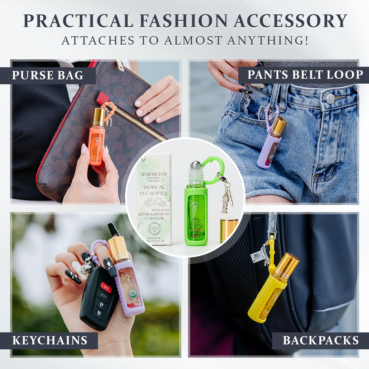 Tropical Eucalyptus Organic Nail Cuticle Oil Pen with Jojoba, Coconut MCT, and Rosehip for Nail Hydration, Growth & Strength, Travel Size Keychain(0.34 Fl Oz)-Velvo Beauty