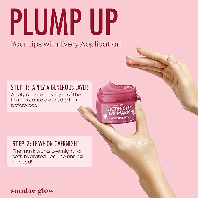 Watermelon Lip Mask - Dermatologist Tested, Anti-Aging, Korean Skin Care, Deep Hydration, Overnight Lip Repair - Vegan, Clean Beauty, 95% Natural, Cruelty-Free - 1 Pack-Velvo Beauty