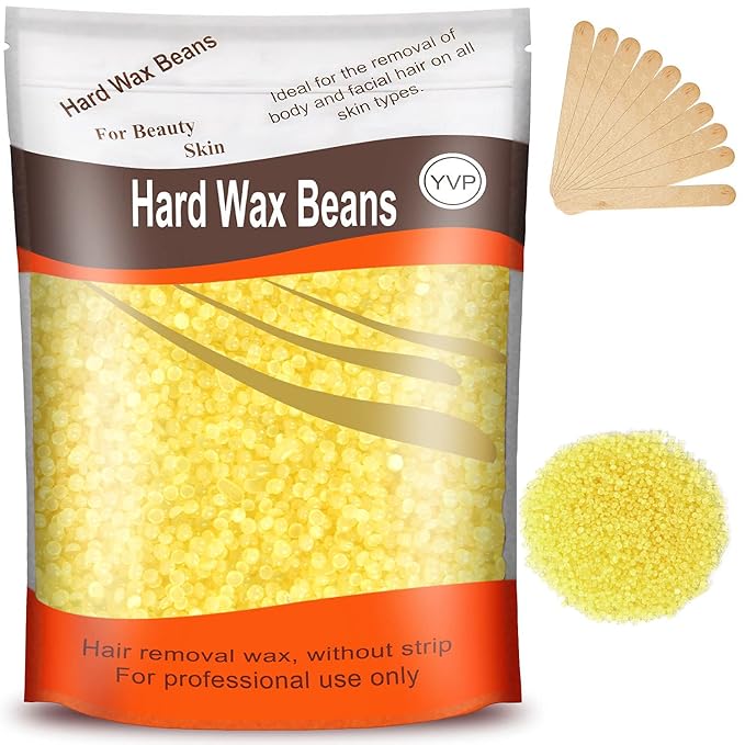 Hair Removal Wax Beads for Brazilian Waxing, Sensitive Skin - Face, Eyebrow, Legs At Home - 300g (10 Oz) with 10 Pearl Wax Sticks (Honey)-Velvo Beauty